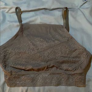 Aerie Gray lace halter bra